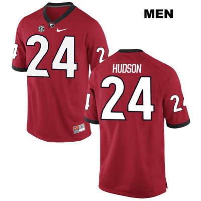 Men's Georgia Bulldogs NCAA #24 Prather Hudson Nike Stitched Red Authentic College Football Jersey EWU0254ZB